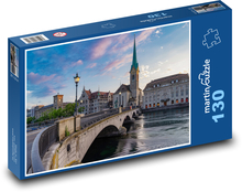 Most přes řeku Curych - Švýcarsko Puzzle 130 - 28,7x20 cm