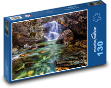 Wasserfall, Wasser, Wald Puzzle 130 Teile - 28,7x20 cm