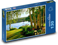 Kwiaty nad jeziorem Puzzle 130 elementów - 28,7x20 cm