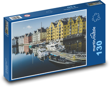 Norsko - přístav Puzzle 130 dílků - 28,7 x 20 cm