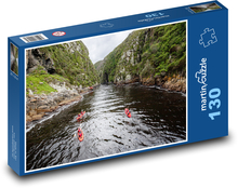Żeglarze na rzece w górskim kanionie Puzzle 130 elementów - 28,7x20 cm