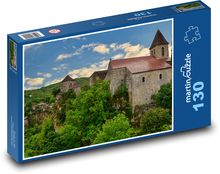 Stone church above the valley with a tower Puzzle 130 pieces - 28.7 x 20 cm 