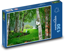 Pond between birches Puzzle 130 pieces - 28.7 x 20 cm 