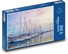 Yachthafen bei Sonnenaufgang Puzzle 130 Teile - 28,7x20 cm
