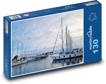 Prístav, lode, plachetnice Puzzle 130 dielikov - 28,7 x 20 cm 