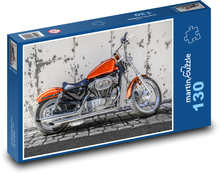 Motocykl w stylu Orange Chopper Puzzle 130 elementów - 28,7x20 cm