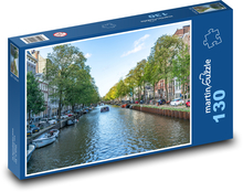 Stadtkanal mit Booten, Amsterdam Puzzle 130 Teile - 28,7x20 cm