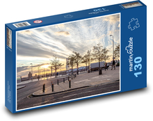 Západ slunce na městském nábřeží, Liverpool Puzzle 130 - 28,7x20 cm