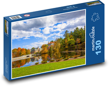 Jesienny krajobraz nad jeziorem Puzzle 130 elementów - 28,7x20 cm