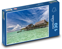 Rybářská vesnice na Maledivách Puzzle 130 dílků - 28,7 x 20 cm