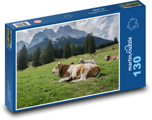 Alpy, louka, zvířata Puzzle 130 dílků - 28,7 x 20 cm