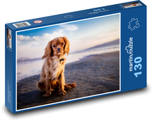 Pes, pláž Puzzle 130 dílků - 28,7 x 20 cm