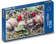 Slimák, jahody Puzzle 130 dielikov - 28,7 x 20 cm 