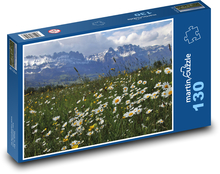 A mountain meadow scene. Puzzle 130 pieces - 28.7 x 20 cm