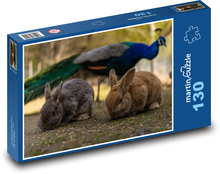 Rabbits and peacocks Puzzle 130 pieces - 28.7 x 20 cm
