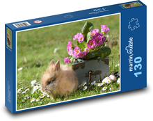 Królik i kwiat Puzzle 130 elementów - 28,7x20 cm