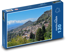 Mesto - budovy, hory Puzzle 130 dielikov - 28,7 x 20 cm