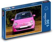 Auto - růžový Fiat 500 Puzzle 130 dílků - 28,7 x 20 cm