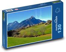 Alpská dedina - jesenná krajina Puzzle 130 dielikov - 28,7 x 20 cm 