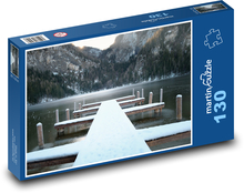 Zimowy krajobraz nad jeziorem Puzzle 130 elementów - 28,7x20 cm