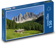 Přírodní scenérie - hory, stodola Puzzle 130 dílků - 28,7 x 20 cm