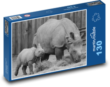 Nashorn - Jungtier, Tier Puzzle 130 Teile - 28,7x20 cm