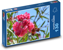Oleandr -  květ, růžová Puzzle 130 dílků - 28,7 x 20 cm