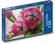 Tulipán - růžový, květina Puzzle 130 dílků - 28,7 x 20 cm