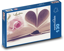 růže, srdce Puzzle 130 dielikov - 28,7 x 20 cm 