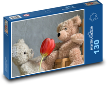 Medvídek jako dárek k Valentýnu  Puzzle 130 dílků - 28,7 x 20 cm
