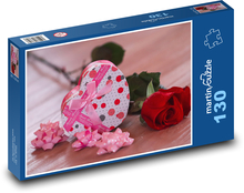 Geschenk - Herz, Rose Puzzle 130 Teile - 28,7x20 cm