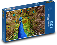 Páv - perie, zviera Puzzle 130 dielikov - 28,7 x 20 cm 