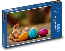 Velikonoční dekorace - zajíček, vajíčka Puzzle 130 dílků - 28,7 x 20 cm