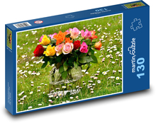 Kytice růží - dárek, květiny Puzzle 130 dílků - 28,7 x 20 cm