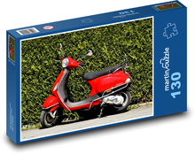 Czerwona Vespa - motorower, jazda Puzzle 130 elementów - 28,7x20 cm