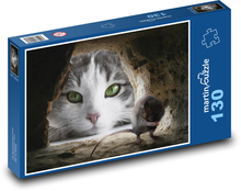 Cat - mouse, hunting Puzzle 130 pieces - 28.7 x 20 cm 