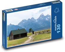 Chata - dům, hory Puzzle 130 dílků - 28,7 x 20 cm