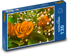 Orange Rose - Blume, Strauß Puzzle 130 Teile - 28,7x20 cm