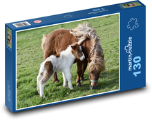 Shetlandský poníci - pastvina, koně Puzzle 130 dílků - 28,7 x 20 cm