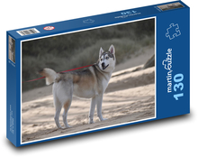 Pes - husky, zima Puzzle 130 dielikov - 28,7 x 20 cm 