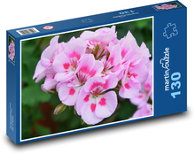 Geranie - rosa Blume, Muskatnuss Puzzle 130 Teile - 28,7x20 cm