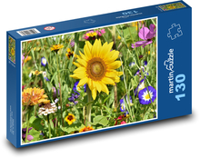 Slunečnice - květiny, záhon Puzzle 130 dílků - 28,7 x 20 cm