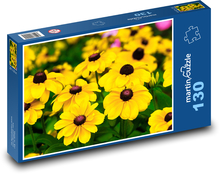 Nadelbaum - gelbe Blume, Garten Puzzle 130 Teile - 28,7x20 cm