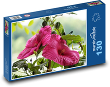 Hibiskus - rosa Blume, Garten Puzzle 130 Teile - 28,7x20 cm