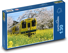 Japan - Zug, Frühling Puzzle 130 Teile - 28,7x20 cm