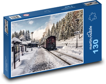 Zima na horách - sníh, vlak Puzzle 130 dílků - 28,7 x 20 cm