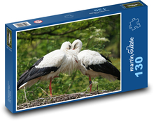 Bociany - hniezdo, vtáky Puzzle 130 dielikov - 28,7 x 20 cm 