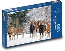 Muflon - zima, zvíře Puzzle 130 dílků - 28,7 x 20 cm