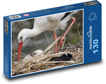 Bílý čáp - pták, zvíře Puzzle 130 dílků - 28,7 x 20 cm