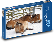 Divoký kůň - savec, sníh Puzzle 130 dílků - 28,7 x 20 cm